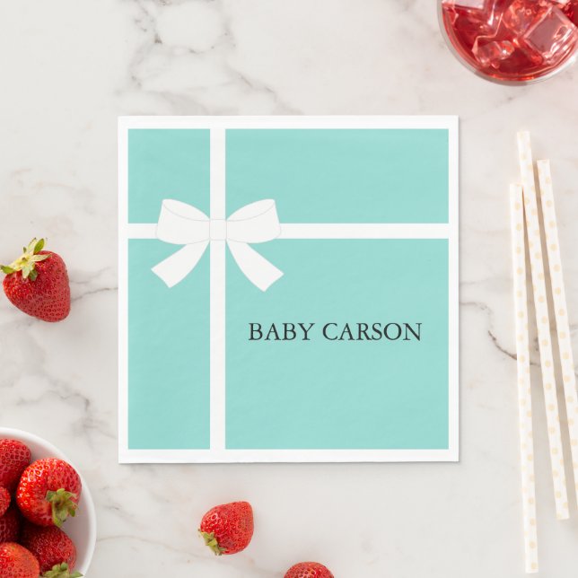 Serviettes En Papier Glam Baby Turquoise Blue Personnaliser Douche Part (En situation)