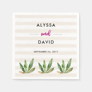 Serviettes En Papier Glam Cactus   Desert Stripes Mariage