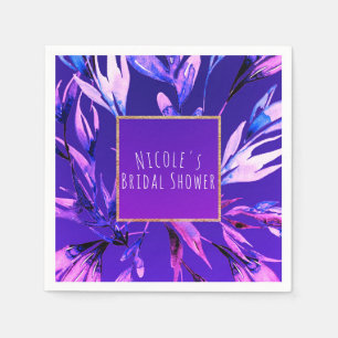 Serviettes En Papier Glam Élégant Botanique Aquarelle Violet Clair