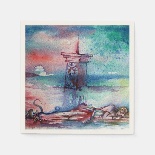 SERVIETTES EN PAPIER GNOMON ET DAME DU LAC (Devant)