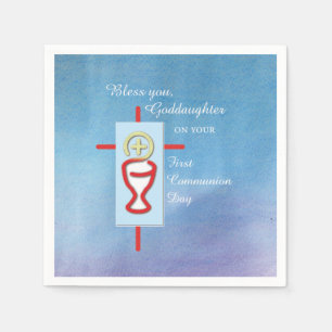 Serviettes En Papier Godgirl, Première Communion Sainte, Turquoise