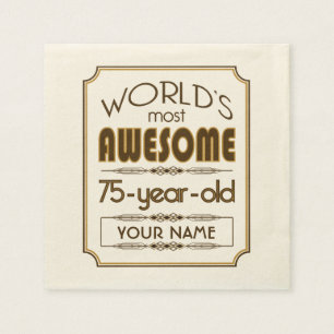 Serviettes En Papier Gold 75th Birthday Celebration World Meilleur Fabu