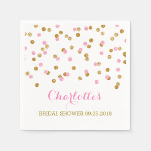 Serviettes En Papier Gold Confetti Fête des mariées rose pâle