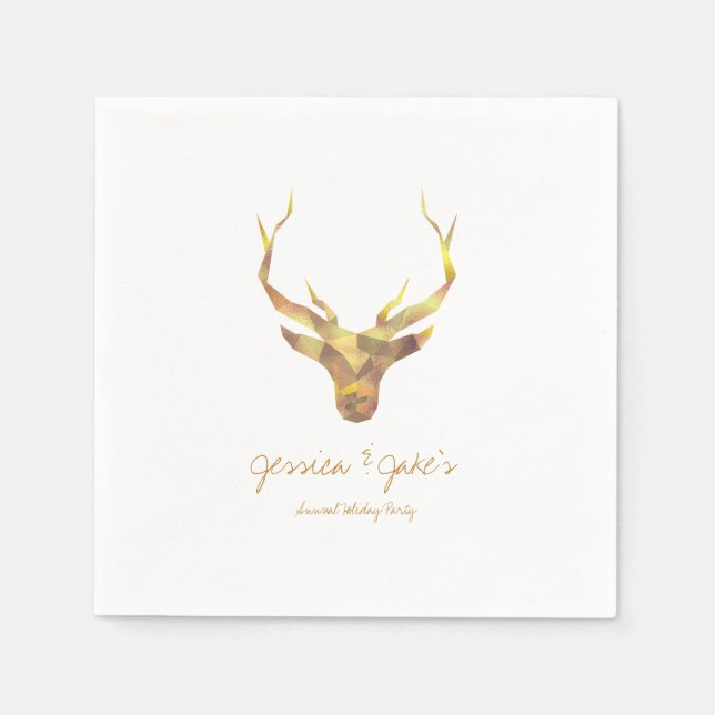 Serviettes En Papier Gold Deer, Vacances (Devant)