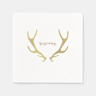 Serviettes En Papier Gold Rustic Antlers Woodsy Glam Party