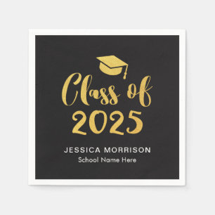 Serviettes En Papier Gold Script Class of 2024 Graduation Party