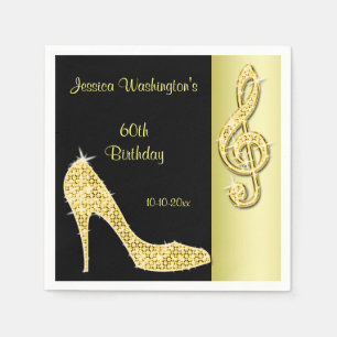 Serviettes En Papier Gold Stiletto & Treble Cleft 60e anniversaire