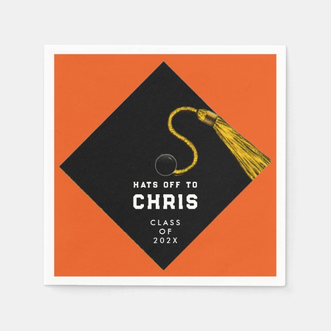 Serviettes En Papier Graduation 2025 Orange (Devant)