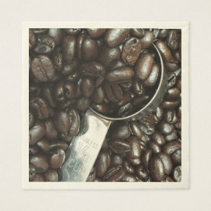Serviettes En Papier Grains de café rôtis avec la photographie argentée