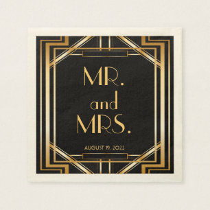 Serviettes En Papier Grand Gatsby Art Déco Mariage Personnalisé Napkin