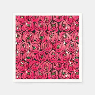 Serviettes En Papier Graphique rose Art Nouveau Rennie Macintosh