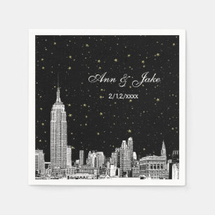 Serviettes En Papier Gravure de la skyline de NYC Fond de mariage DIY é