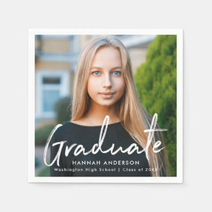 Serviettes En Papier Grille moderne Script Graduation Graduation Photo 