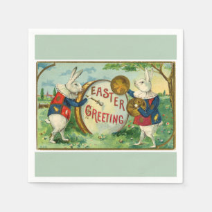 Serviettes En Papier Gros Bunnies Pâques Blanches Vert clair