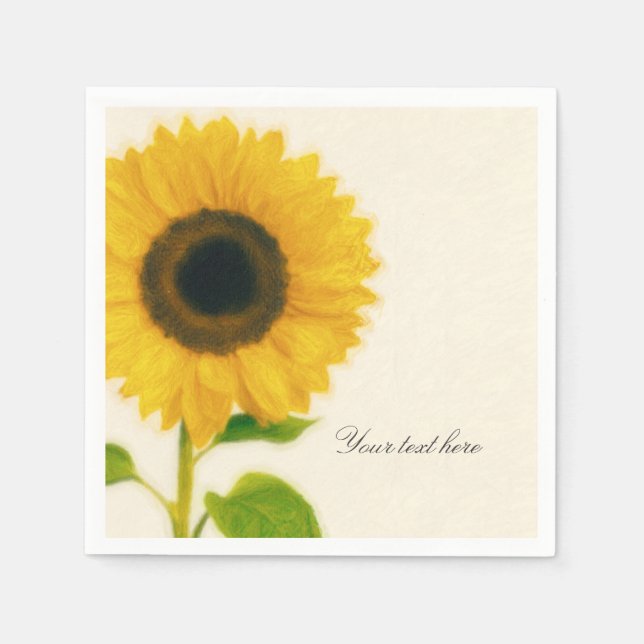 Serviettes En Papier Grosse Tournesol Peint Rustique Pays Fête Personna (Devant)