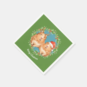 Serviettes En Papier Guie de Noël Guignon Couple Wreath Personnalisé