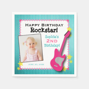 Serviettes En Papier Guitar & Stars Anniversaire de Rockstar Fille