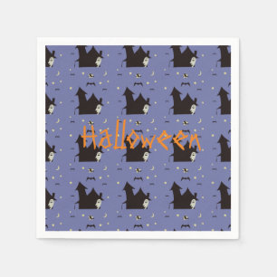 Serviettes En Papier Halloween avec fantômes sorcières et chauves-souri