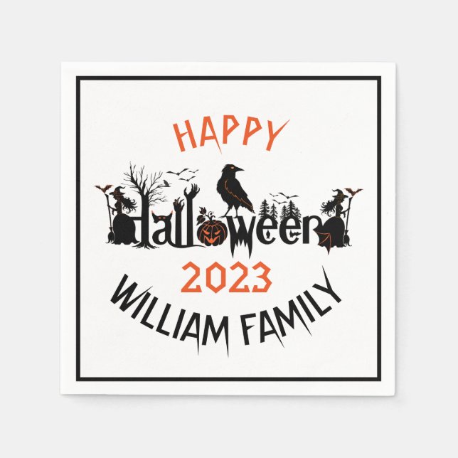 Serviettes En Papier Halloween Éffrayant Typographie Concept Design (Devant)