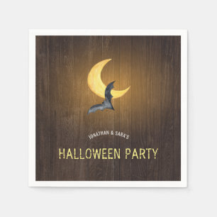 Serviettes En Papier Halloween Party, Watercolor Bat & Moon, Russe