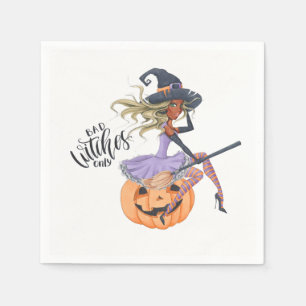 Serviettes En Papier Halloween sorcière violette