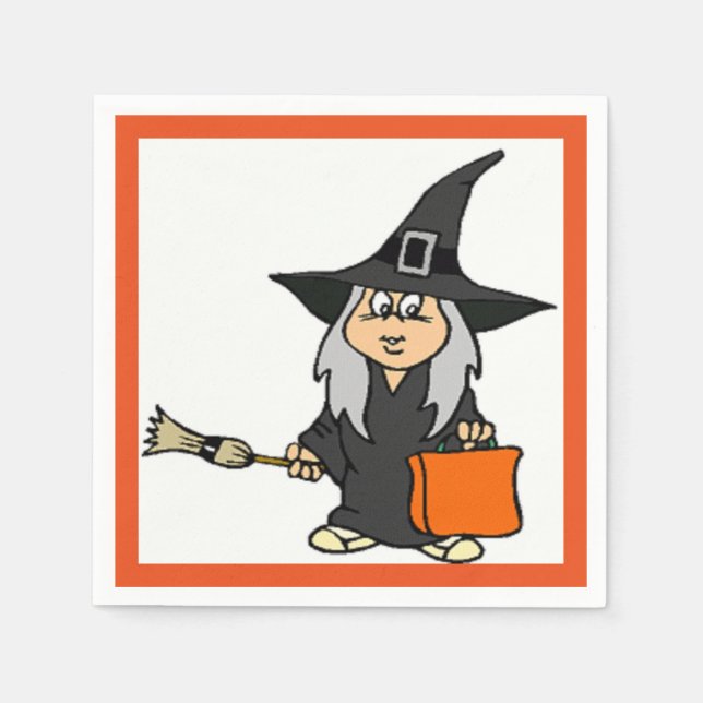 SERVIETTES EN PAPIER HALLOWEEN WITCH (Devant)