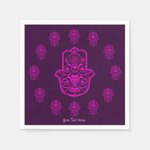 Serviettes En Papier Hamsa floral (rose)