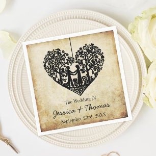 Serviettes En Papier Hanging Heart Tree Vintage Wedding Collection
