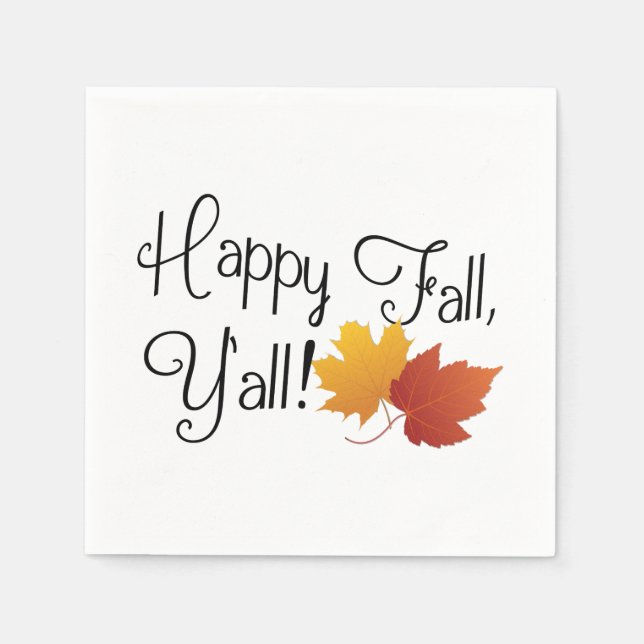 Serviettes En Papier Happy Fall Ya'll It's Automne Non Halloween Harves (Devant)