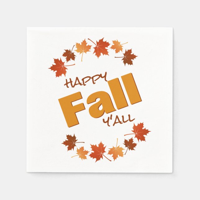 Serviettes En Papier happy fall y'all salutation automne feuilles de l' (Devant)