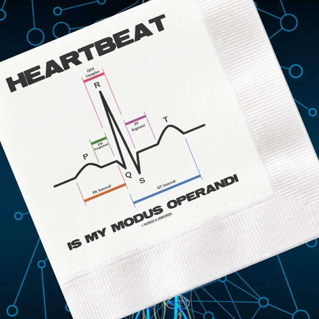 Serviettes En Papier Heartbeat Est Mon Modus Operandi Sinus Rhythm (Paper napkin for any event featuring normal sinus rhythm + saying "Heartbeat Is My Modus Operandi")