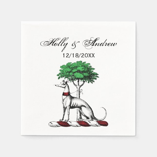 Serviettes En Papier Héritier de Greyhound Whippet avec arbre héraldiqu (Devant)