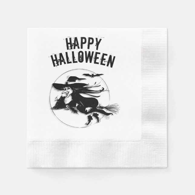 Serviettes En Papier Heureuse sorcière d'Halloween (Devant)