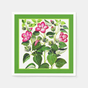 Serviettes En Papier Hibiscus italien rose, imprimé vintage