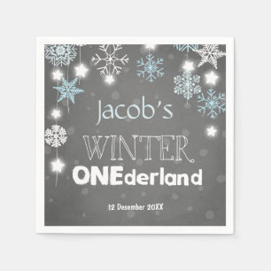 Serviettes En Papier Hiver onederland Papier Napkin Blue Boy Flocon de 