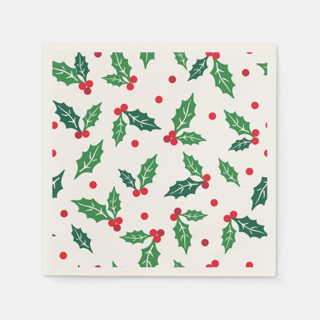 Serviettes en papier Holiday Holly (Devant)