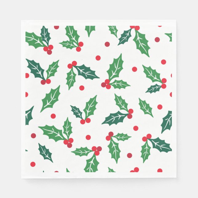 Serviettes en papier Holiday Holly (Devant)