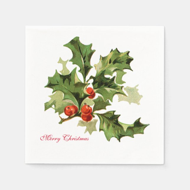 Serviettes En Papier Holly et Berries Napkin (Devant)