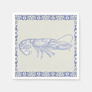 Serviettes En Papier Homard bleu Beach Life sur crème