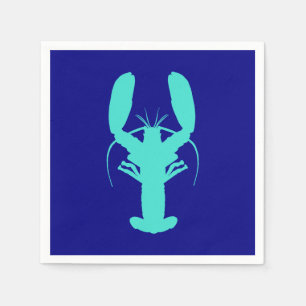 Serviettes En Papier Homard Turquoise Sur Bleu Marine