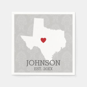 Serviettes En Papier Home State Map Art - Custom Name Texas