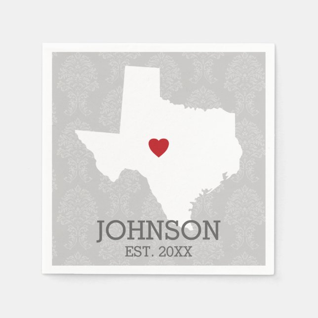 Serviettes En Papier Home State Map Art - Custom Name Texas (Devant)