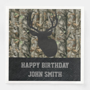 Serviettes En Papier Hommes Joyeux Anniversaire Camo Deer Chasse Servie