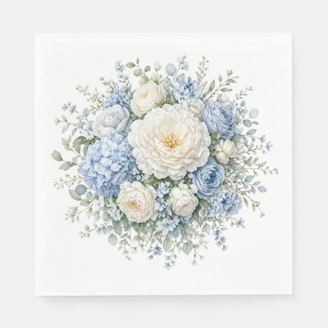 Serviettes en papier Hydrangea Bleu (Devant)