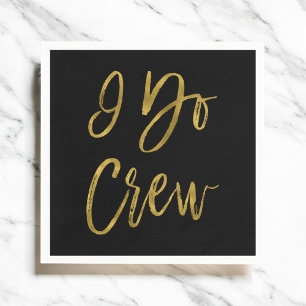 Serviettes En Papier I Do Crew Faux Gold Foil et Black avec coeur