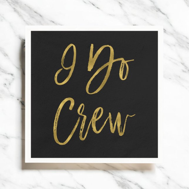 Serviettes En Papier I Do Crew Faux Gold Foil et Black avec coeur (Créateur téléchargé)