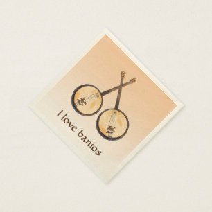 Serviettes En Papier I Love Banjos Instruments de musique Papier Napkin