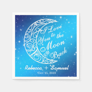 Serviettes En Papier "I Love You To The Moon and Back" Mariage personna
