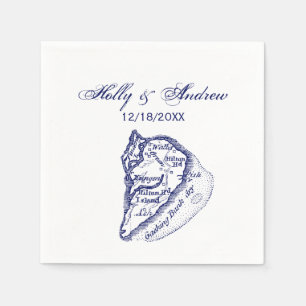 Serviettes En Papier Île de Hilton Head SC Carte Vintage Bleu Marine