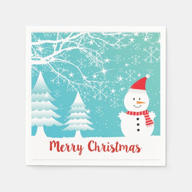 Serviettes En Papier Illustration De Mignons Snowman Et De Flammes De N (Devant)